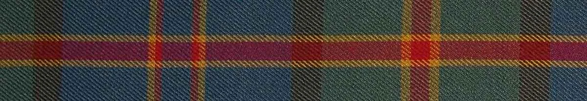 A swatch of the Hawaiian tartan: blues and greens crossed with red and yellow lines