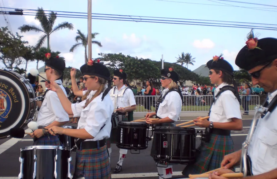Snare drummers on parade